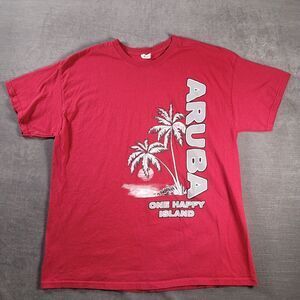 Aruba Graphic Print Vintage Red T-Shirt Mens XL‎ Anvil Tag